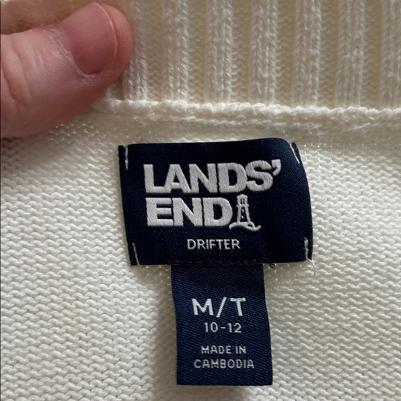 Lands End Classic Cream Women's Crew Neck Sweater - Picture 9 of 10